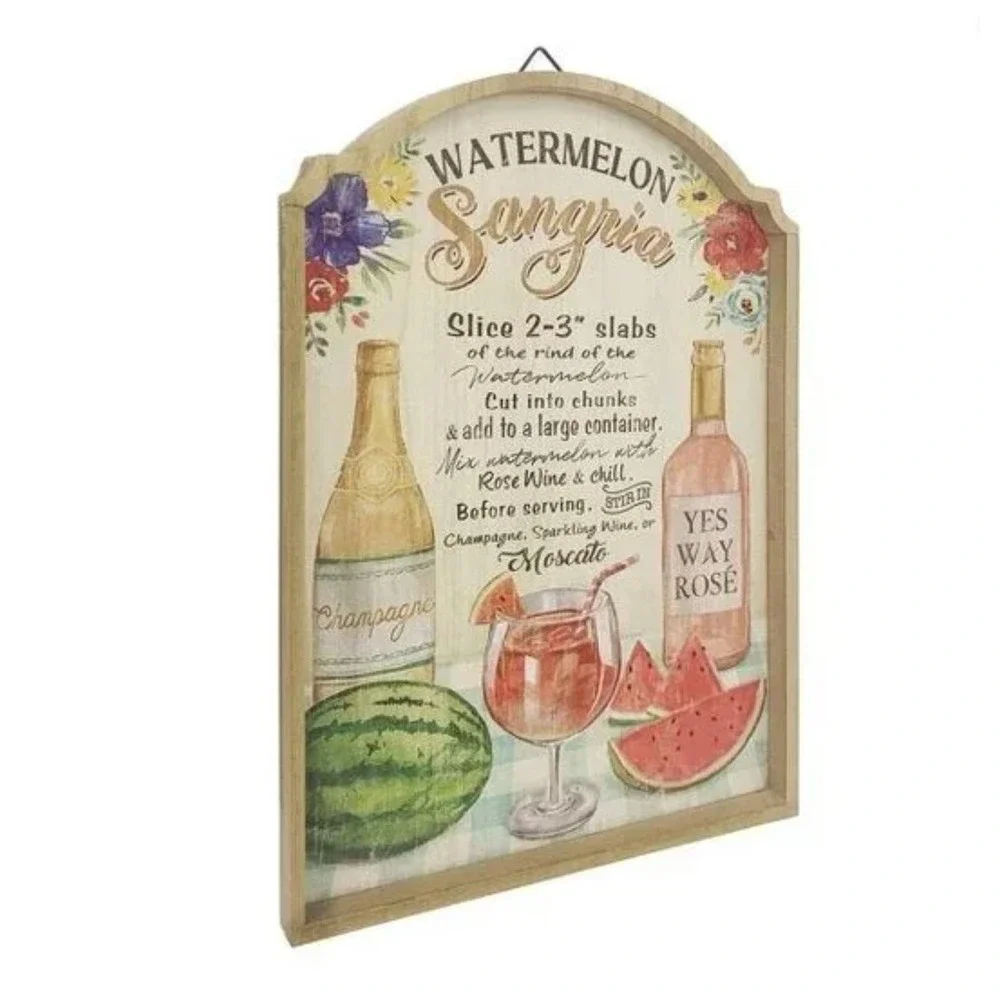 Watermelon‎ Sangria Recipe Wooden Sign Wall Art Kitchen Decor